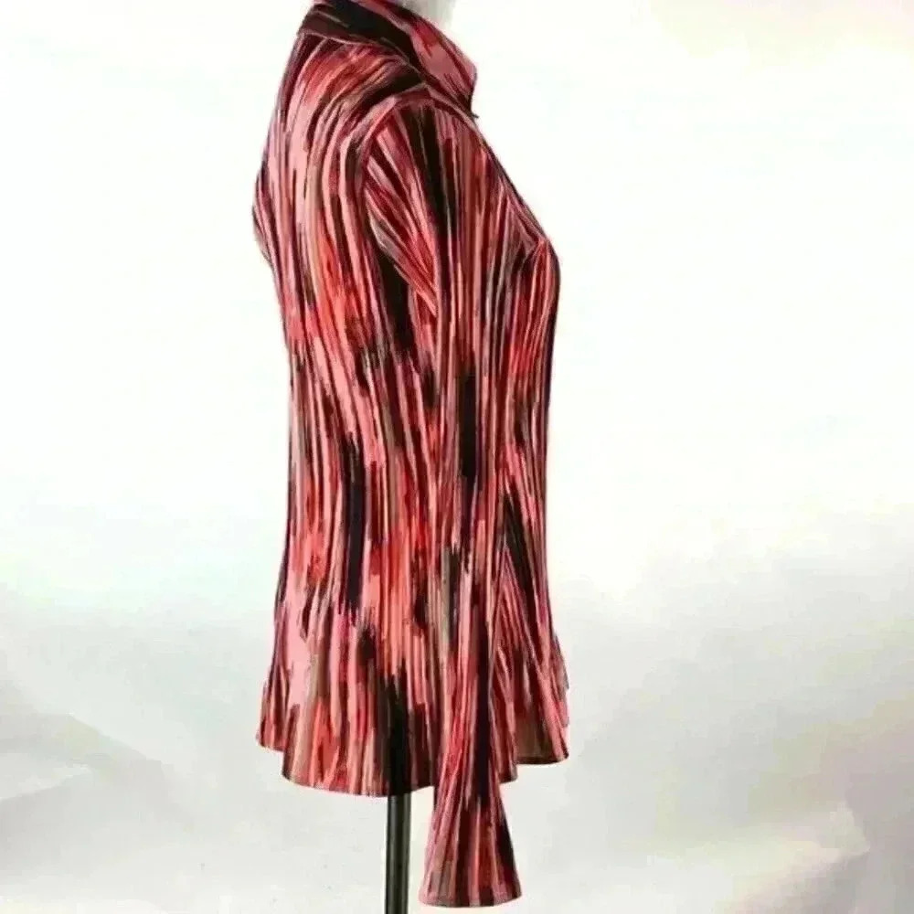 Apt 9 Top M Striped Button Down Scrunched Career - image 4